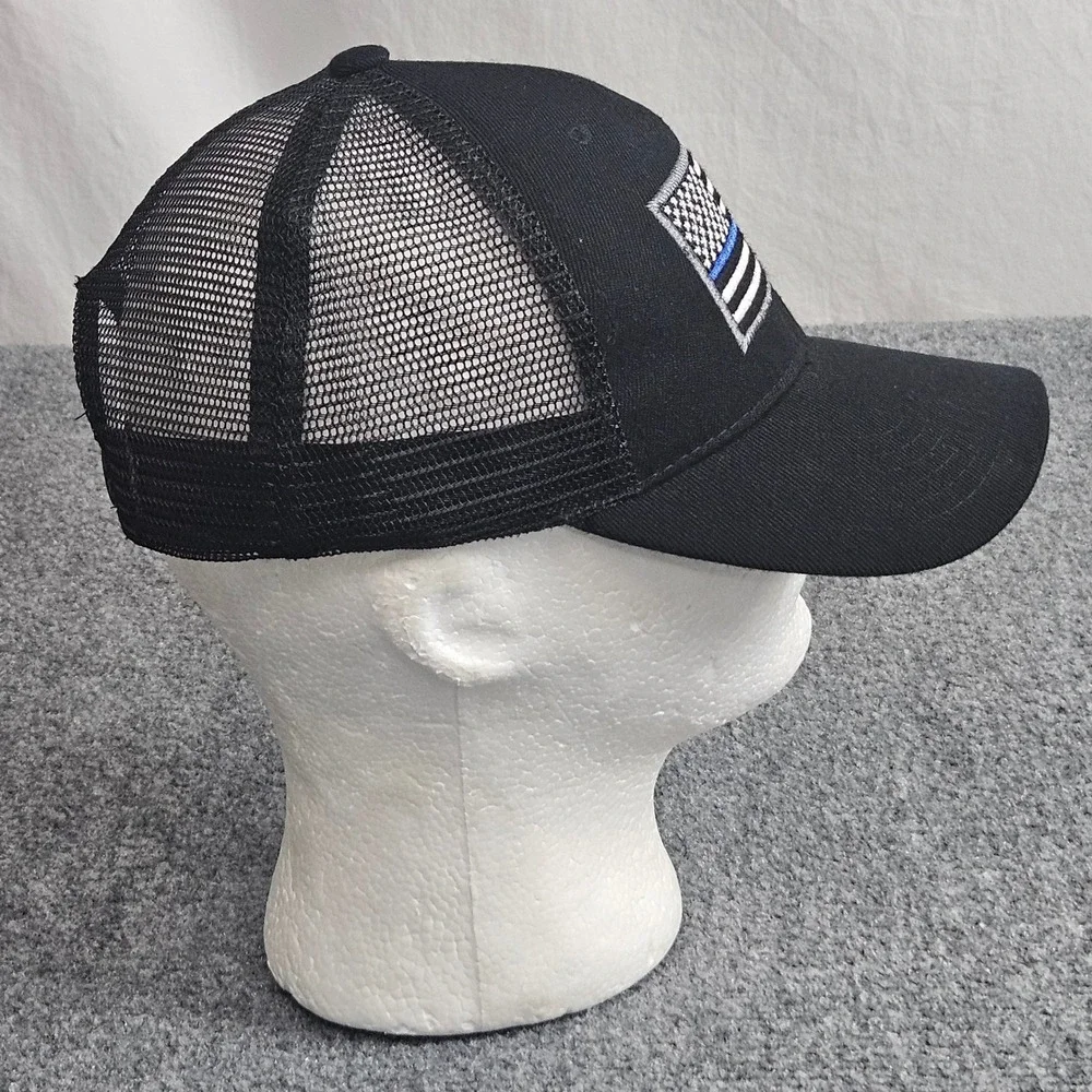 Thin Blue Line American Flag Trucker Hat Black‎ Snapback Cap Patriotic Workwear